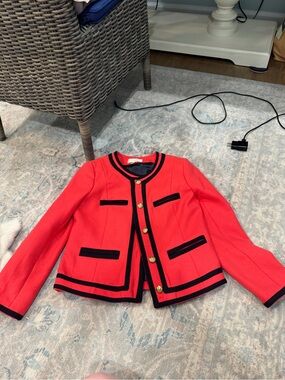 J.Crew Deep Pink Blazer with Navy Lining